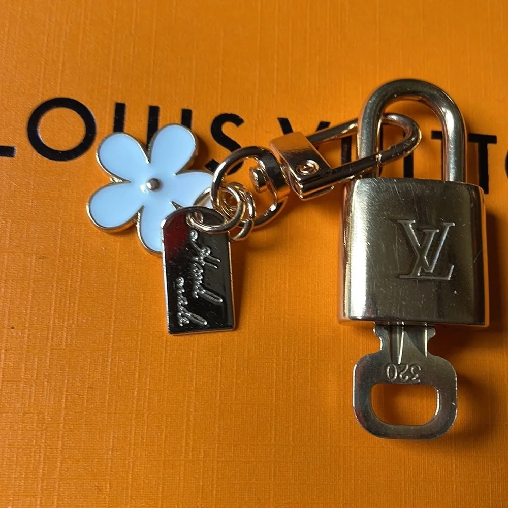 Louis Vuitton Lock, Key and Enamel Flower Key Chain - Picture 3 of 7